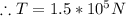 \therefore T = 1.5*10^5N