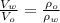 \frac{V_w}{V_o} = \frac{\rho_o}{\rho_w}