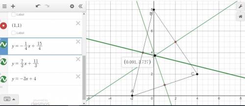 ∆abc has vertices a(–2, 0), b(0, 8), and c(4, 2) find the equations of the perpendicular bisectors o
