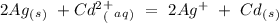 2Ag_(_s_)~+Cd^2^+_(_a_q_)~=~2Ag^+~+~ Cd_(_s_)
