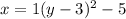 x=1(y-3)^2-5