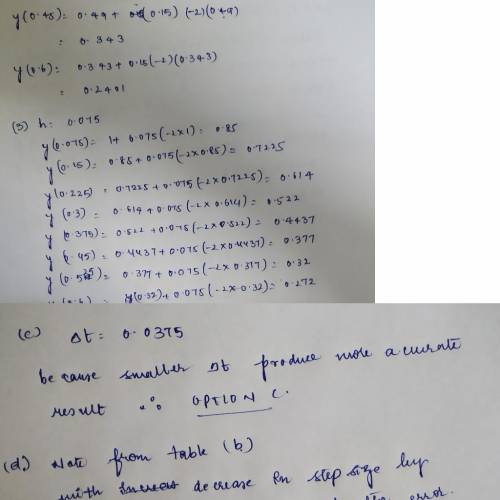 Consider the initial value problem below to answer to following. a) find the approximations to y(0.3