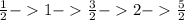 \frac{1}{2}  - {1}{}  - \frac{3}{2}  - {2}{}  - \frac{5}{2}