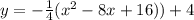 y= -\frac{1}{4}(x^{2}-8x+16))+4