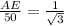 \frac{AE}{50}=\frac{1}{\sqrt{3}}