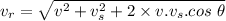 v_r=\sqrt{v^2+v_s^2+2\times v.v_s.cos\ \theta}