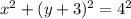 x^{2} +(y+3)^{2}=4^{2}