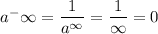 a^-{\infty} = \dfrac{1}{a^{\infty}} = \dfrac{1}{\infty} = 0