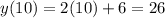 y(10) = 2(10) + 6 = 26