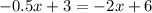 -0.5x+3=-2x+6