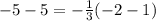 -5-5=-\frac{1}{3}(-2-1)