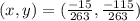 (x, y) = (\frac{-15}{263} , \frac{-115}{263})