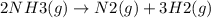 2NH3(g)\rightarrow N2(g) + 3 H2(g)