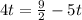 4t= \frac{9}{2} -5t