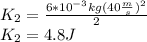 K_2=\frac{6*10^{-3}kg(40\frac{m}{s})^2}{2}\\K_2=4.8J