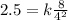 2.5 = k\frac{8}{4^2}