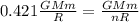 0.421 \frac{GMm}{R}=\frac{GMm}{nR}