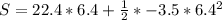 S=22.4*6.4+\frac{1}{2}*-3.5*6.4^{2}