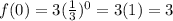 f(0)=3(\frac{1}{3})^{0}=3(1)=3