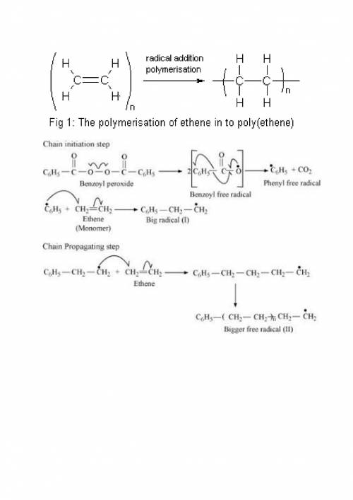 The first step in the free radical mechanism for the preparation of polyethylene is:  a. a formation