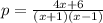 p=\frac{4x+6}{(x+1)(x-1)}