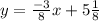 y=\frac{-3}{8}x+5\frac{1}{8}