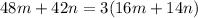 48m + 42n = 3(16m + 14n)