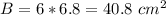 B=6*6.8=40.8\ cm^{2}