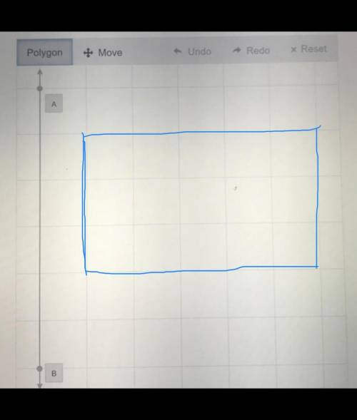 Use the polygon tool to draw a rectangle with a length of 5 units and a height of 3 units.  one of t