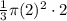 \frac{1}{3} \pi (2)^2 \cdot 2