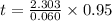 t=\frac{2.303}{0.060}\times 0.95