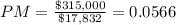 PM = \frac{\$315,000}{\$17,832}=0.0566