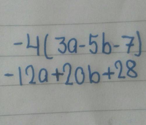 What is the answer too -4(3a-5b-7)