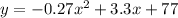 y=-0.27x^{2}+3.3x+77