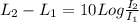 L_2 - L_1 = 10 Log\frac{I_2}{I_1}