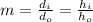 m = \frac{d_i}{d_o} = \frac{h_i}{h_o}