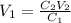 V_{1}=\frac{C_{2}V_{2}}{C_{1}}