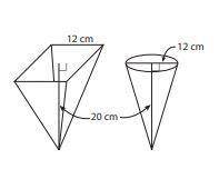 Popcorn is now available in two different cups at a theater;  a square pyramid or a cone. they have