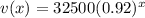 v(x) = 32500(0.92)^{x}