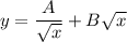 y=\dfrac{A}{\sqrt{x}}+B\sqrt{x}