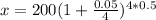 x=200(1+\frac{0.05}{4})^{4*0.5}