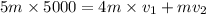 5m\times5000=4m\times v_{1}+mv_{2}