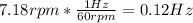 7.18rpm*\frac{1Hz}{60rpm}=0.12Hz