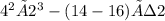 4^2×2^3- (14-16)÷2