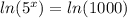 ln (5 ^ x) = ln (1000)