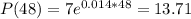 P(48) = 7e^{0.014*48} = 13.71