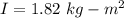 I=1.82\ kg-m^2