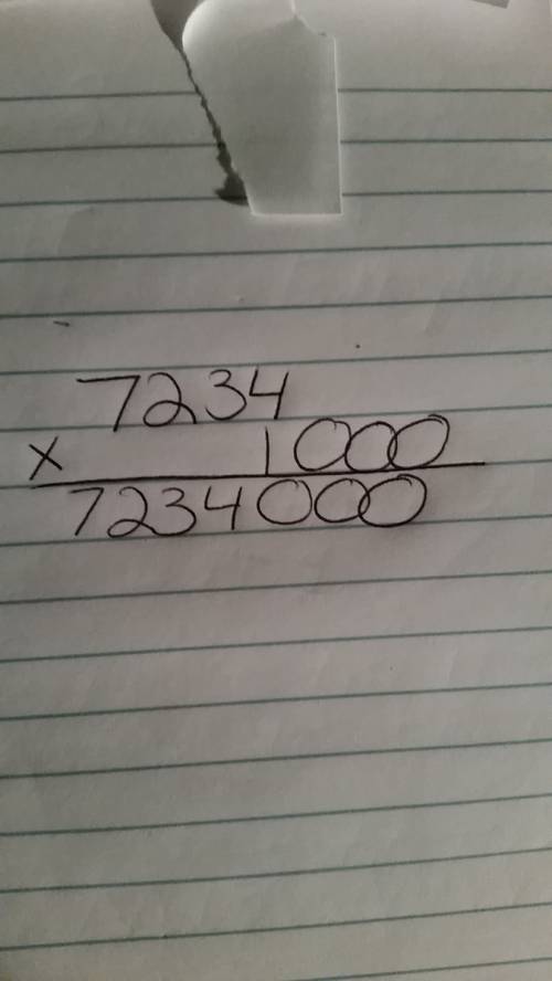 Solve 7234 times 1000 show your work