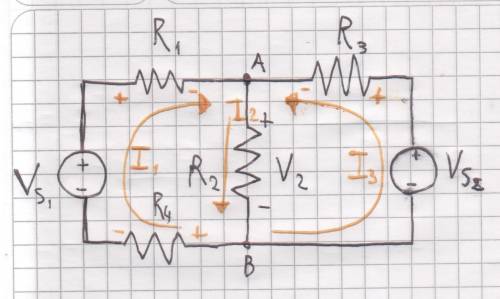 Consider the circuit below where r1 = r4 = 5 ohms, r2 = r3 = 10 ohms, vs1 = 9v, and vs2 = 6v. use su