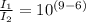 \frac{I_1}{I_2} =10^{(9-6)}